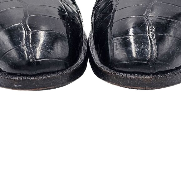 Vintage Exotic Alligator Men's 15M Black Monk Strap Dress Loafers Paolo De Marco - Picture 10 of 15